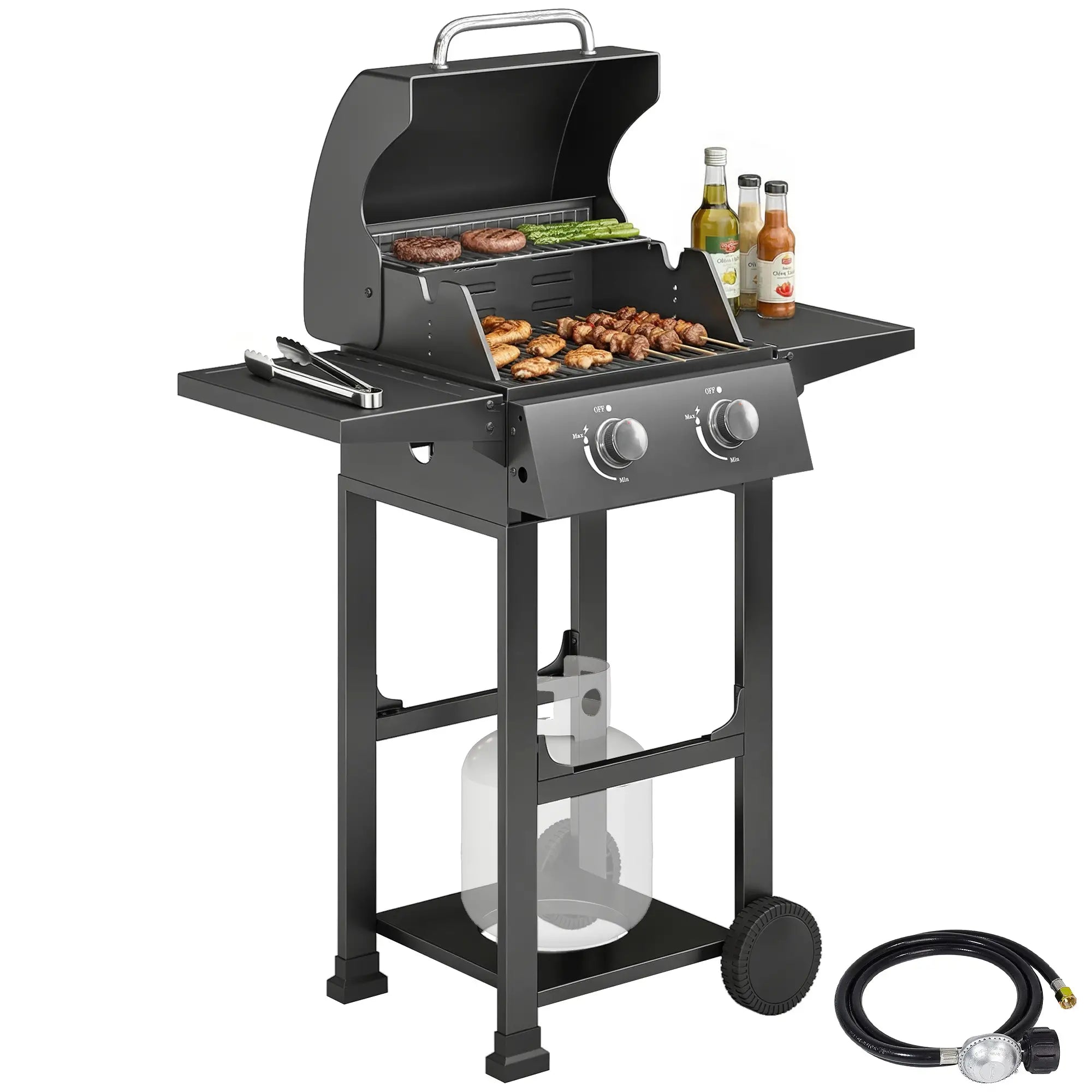 2 Burner Propane Gas Grill With Wheels, 18,400 BTU, Black Propane Gas Grills at Gallery Canada