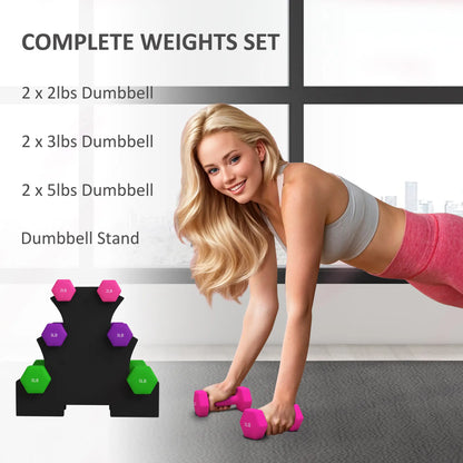 2 x 2 lbs., 2 x 3 lbs., 2 x 5 lbs. Dumbbells Set, Hand Weights for Gym Dumbbells & Barbells at Gallery Canada