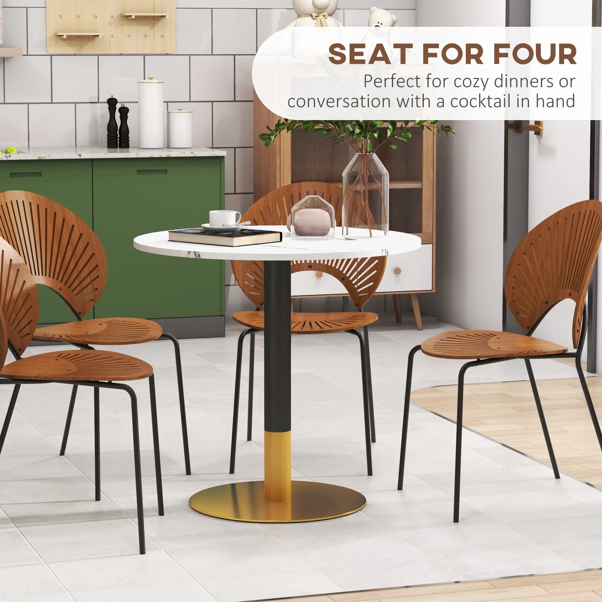 Round Dining Table, Faux Marble Top, Steel Base, Small Kitchen Table, White Bar Tables & Dining Tables at Gallery Canada