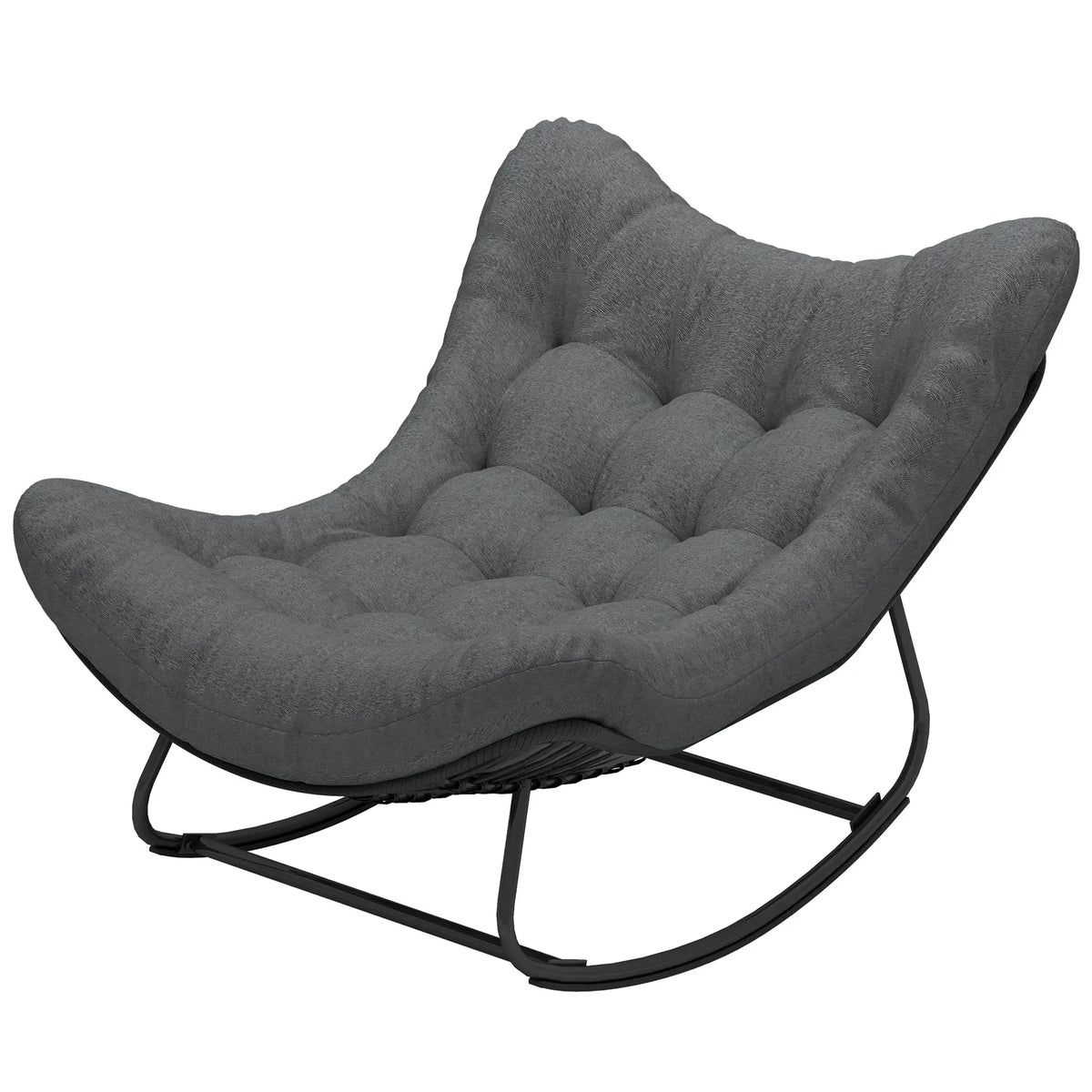 Oversized Patio Egg Rocking Chair, Padded Cushion, Rattan Wicker, Dark Grey Outdoor Rocking Chairs Dark Grey, Black at Gallery Canada