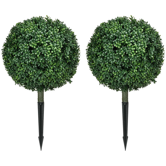 Artificial Boxwood Trees, Set of 2 Ball Topiary, UV Resistant Artificial Trees Green at Gallery Canada