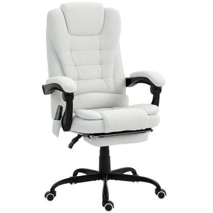 7-Point Vibrating Massage Chair, Reclining Office Chair with Footrest, Reclining Back, Adjustable Height, White Massage Chairs White at Gallery Canada