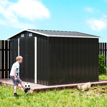 10' x 8' Metal Shed, Heavy Duty Outdoor Storage, Dark Grey Sheds at Gallery Canada