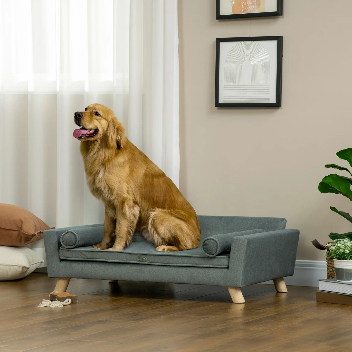 Dog Sofa Bed, Removable Pillows, Washable Cushion, Water-resistant, Medium Large, Grey Dog Sofas at Gallery Canada