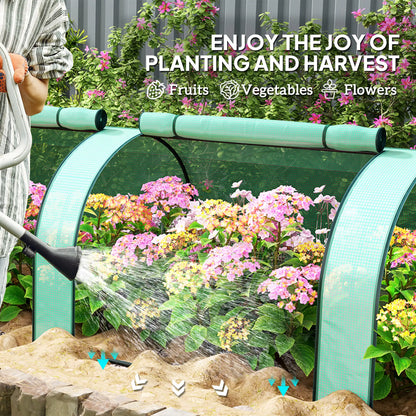 Mini Tunnel Greenhouse, PE Cover, Steel Frame, Zipped Doors, Green Greenhouses at Gallery Canada