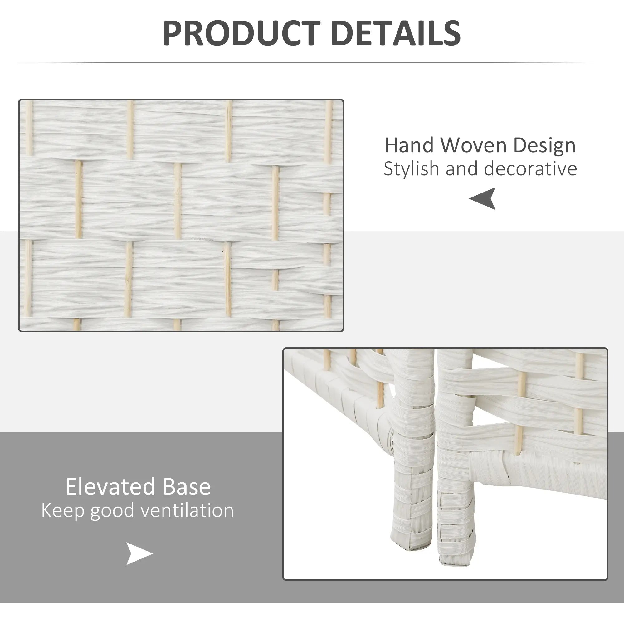 6ft Folding Room Divider, 3 Panel Wooden Partition, White Room Dividers at Gallery Canada