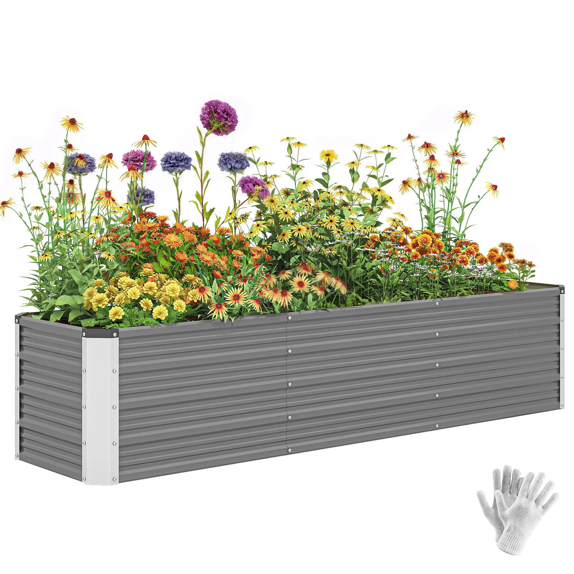 6' x 1.5' x 1.3' Galvanized Raised Garden Bed, Elevated Metal Planter Box, Light Grey Galvanized Planter Boxes at Gallery Canada