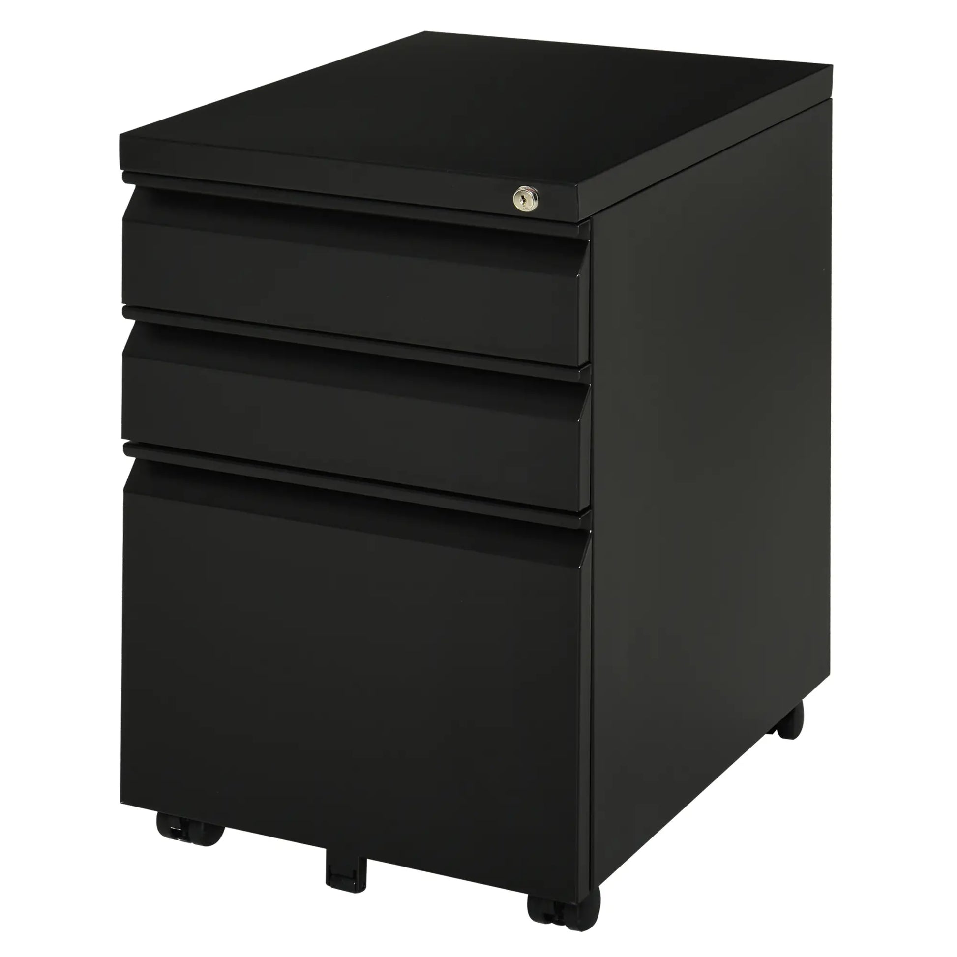 3 Drawer Lockable Filing Cabinet on Wheels, Legal Letter A4, Black Office Cabinets & Cupboards Black at Gallery Canada