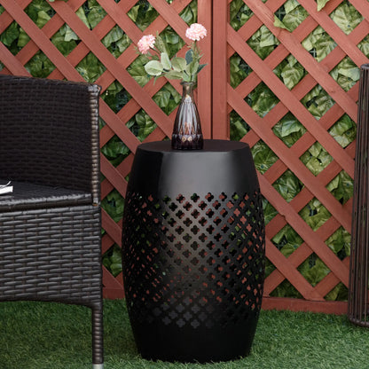 12" Steel Patio End Table, Round Hollow Drum Side, Black Patio Side Tables at Gallery Canada