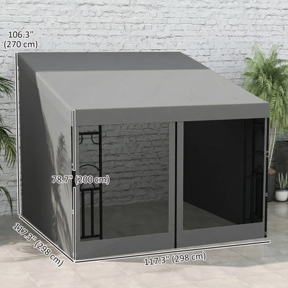 10' x 10' Wall Pergola, Outdoor Gazebo With Curtains, Dark Grey Pergolas at Gallery Canada