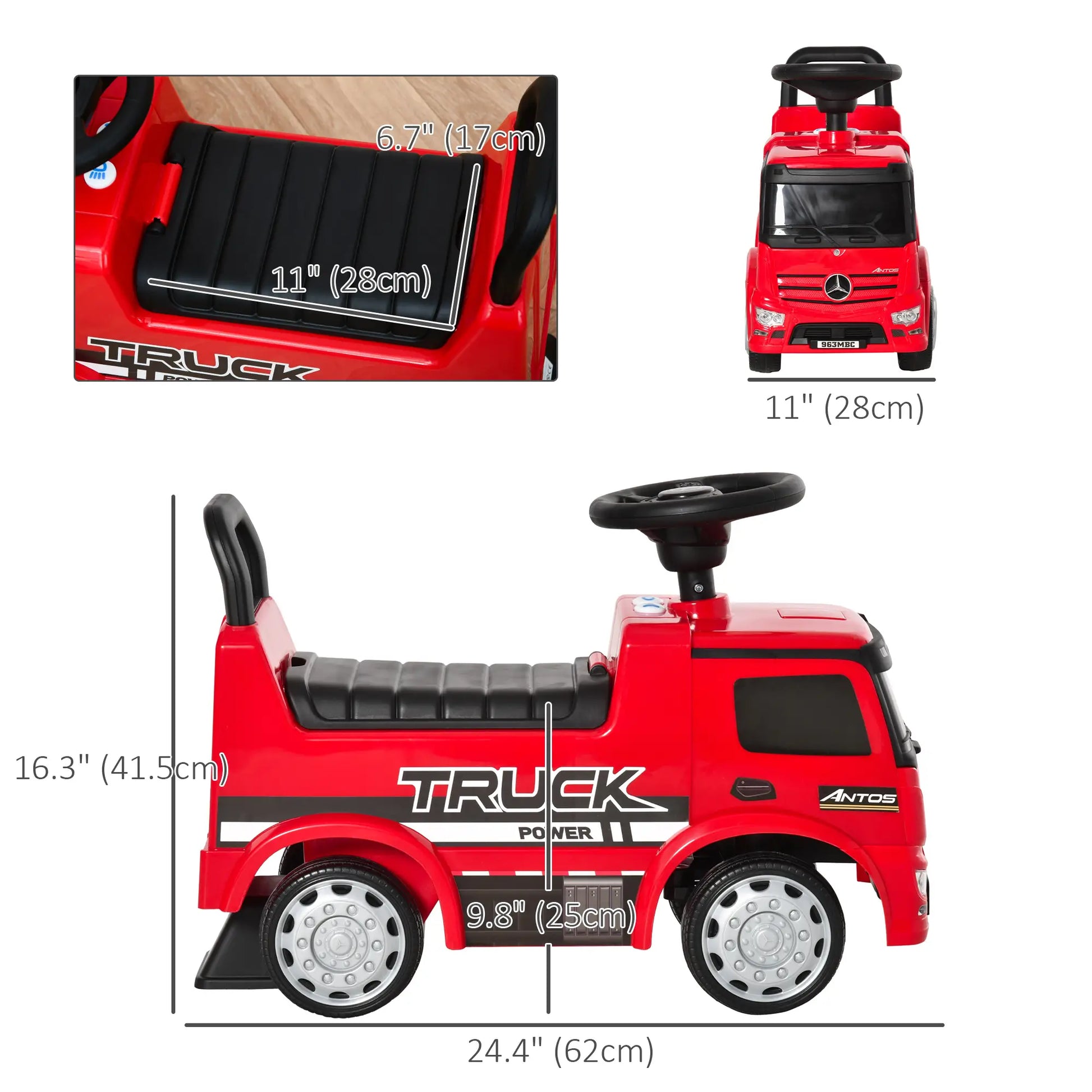 Kids Ride On Car, Foot to Floor Slider, Steering Wheel, Horn, Headlight, Red Push Cars for Toddlers at Gallery Canada