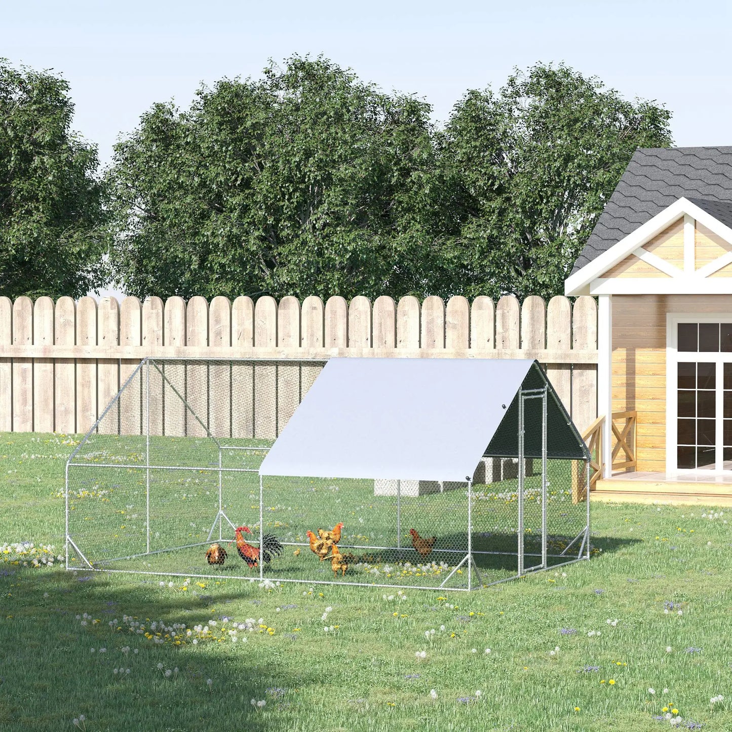 9.8' x 13.1' x 6.6' Chicken Coop, Outdoor Hen House, Cover, Lockable Door Chicken Coops at Gallery Canada
