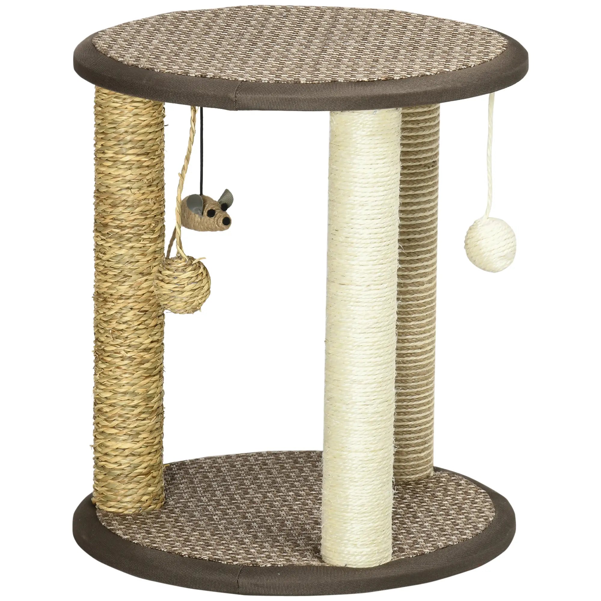 17 Cat Tree, Kitty Activity Centre, Hanging Toys, Scratching Post, Brown Cat Towers at Gallery Canada
