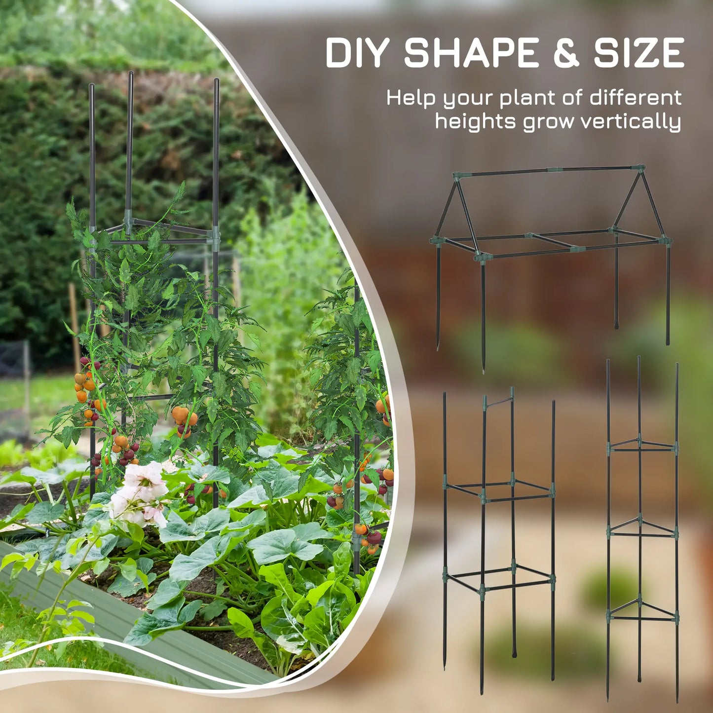 3 Pack Tomato Cage Set, 72 Inch, Plant Support Trellis, Dark Green Plant Stands at Gallery Canada
