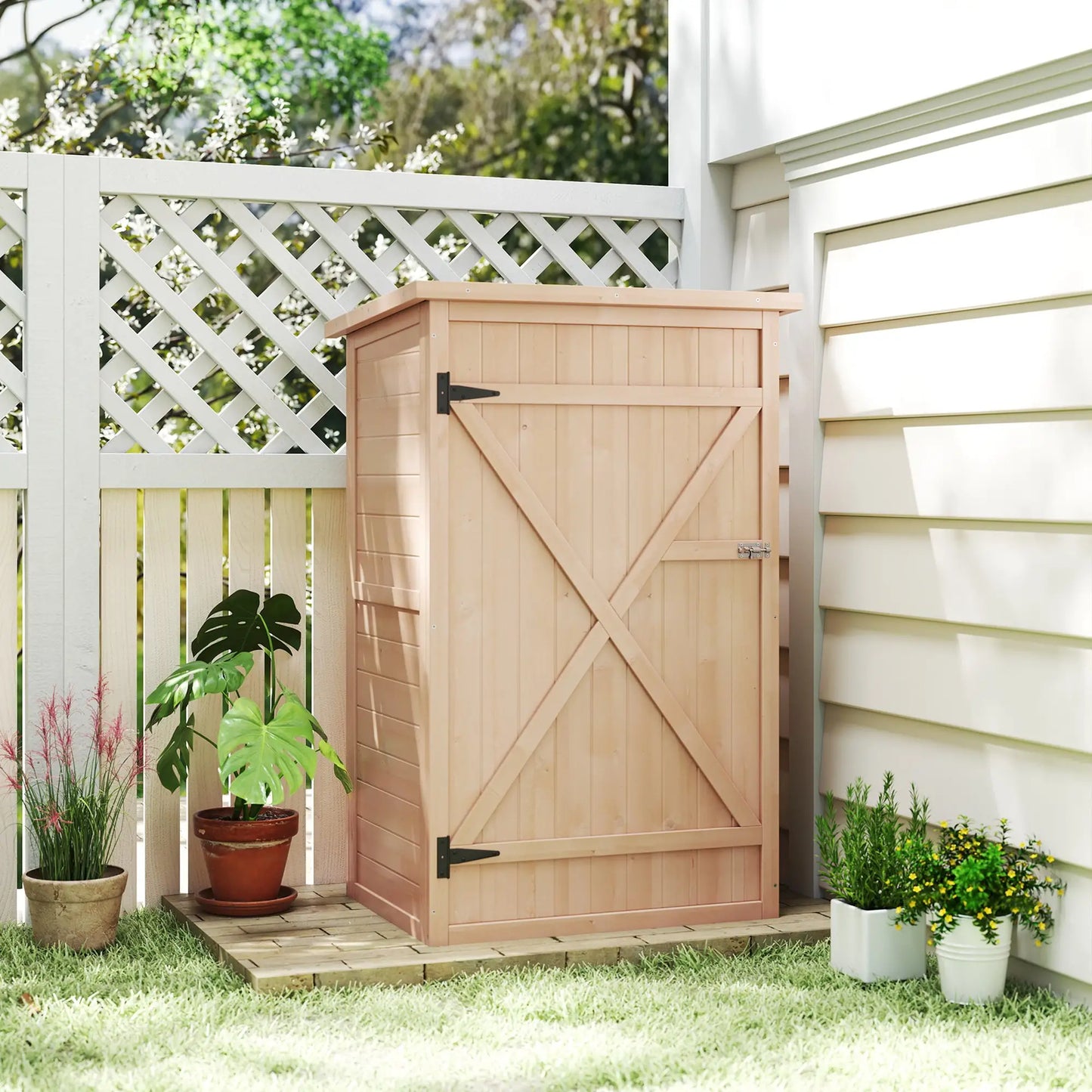 Garden Storage Shed, 29.9"x21.7"x45.3", With Asphalt Roof And Shelves, Natural Sheds at Gallery Canada