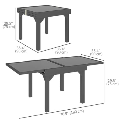35"-71" Expandable Outdoor Table, Tempered Glass Top, Metal Frame, for 4-6 Person Patio Dinning Tables at Gallery Canada