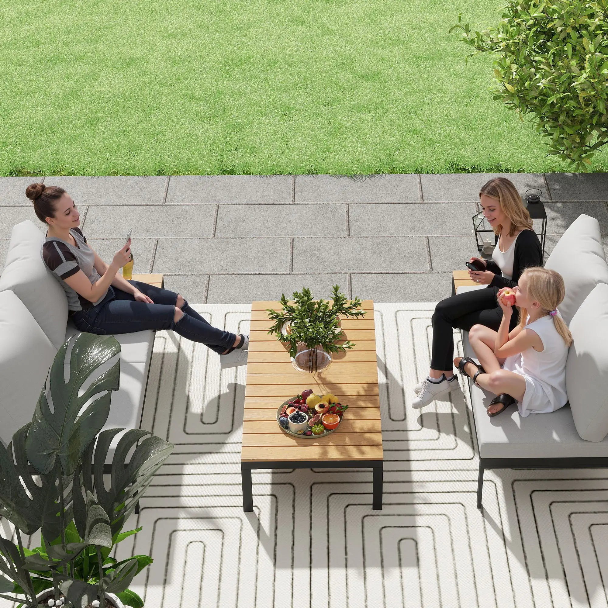 4 Piece L Shaped Garden Set, 4 Seater Outdoor Corner, Teak Patio Furniture Sets at Gallery Canada
