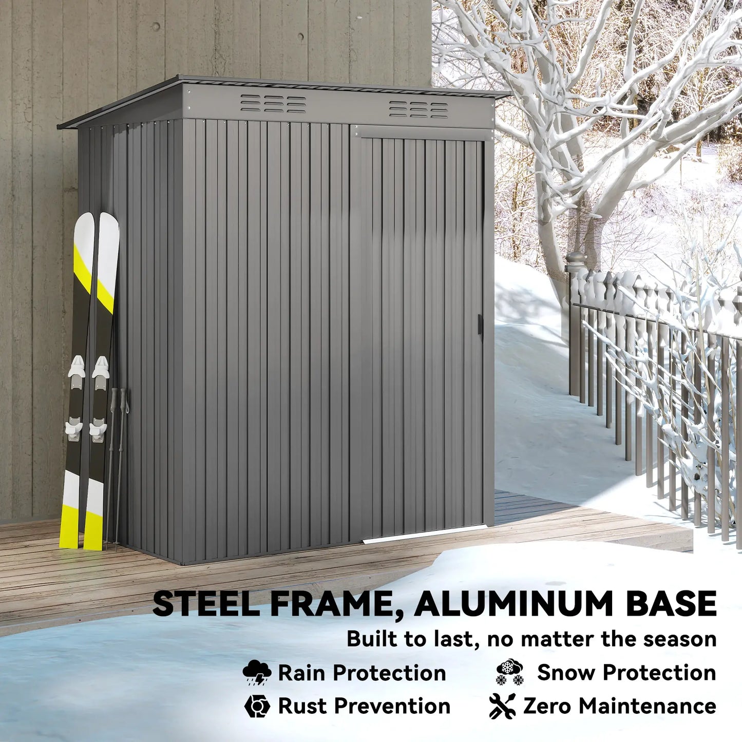 5.2' x 3.5' Metal Garden Shed, Easy Assembly, Light Grey Sheds at Gallery Canada