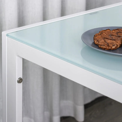 3-Piece Rectangular Glass Dining Table, Metal Frame, Faux Leather Chairs, White Bar Sets at Gallery Canada
