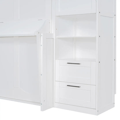 Murphy Bed with Closet, Drawers, Shelves, 114" L x 17" W x 87" H, White Bed Frames at Gallery Canada