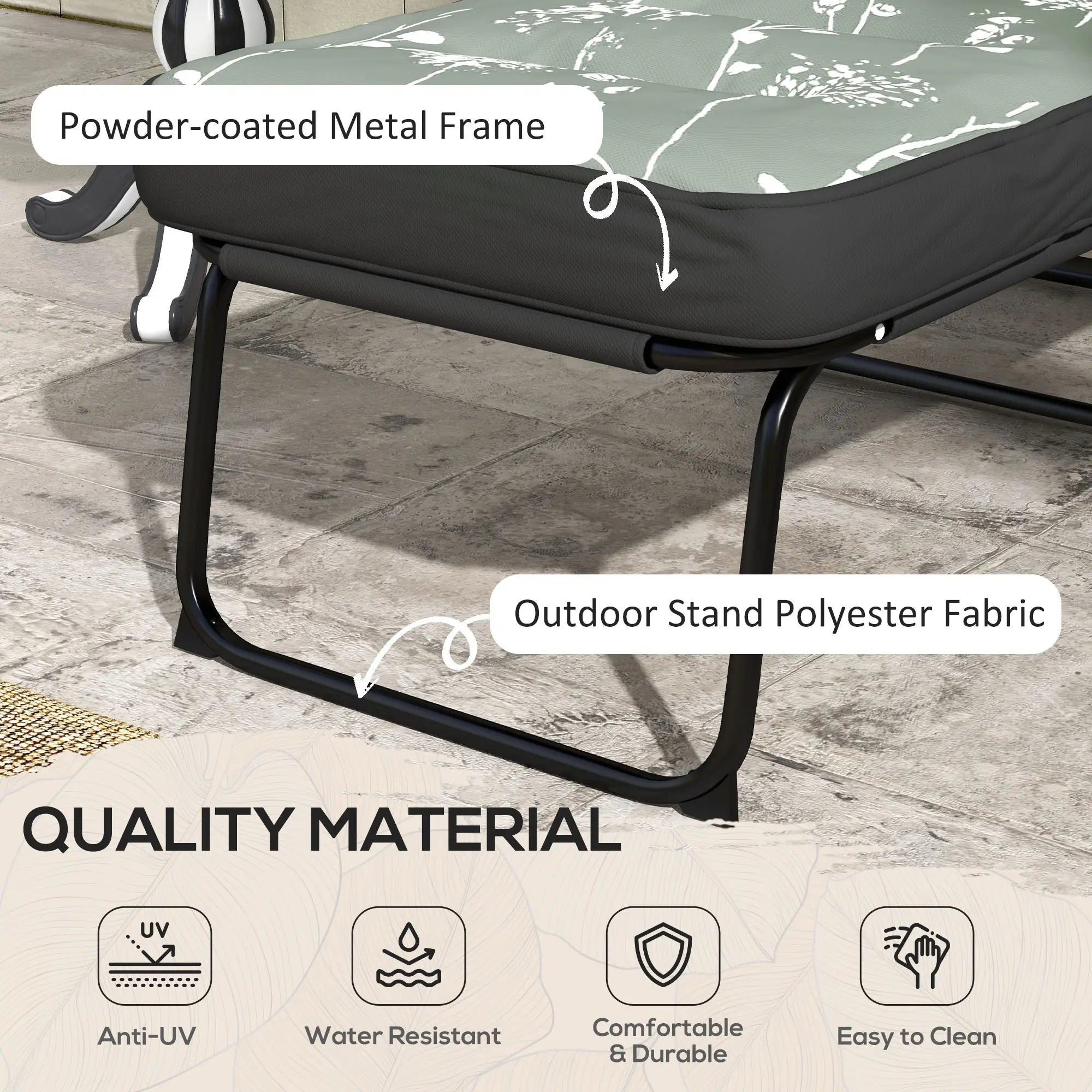 Outdoor Lounge Chair with Padded Cushion, Folding Reclining, Grey Lounger Chairs at Gallery Canada