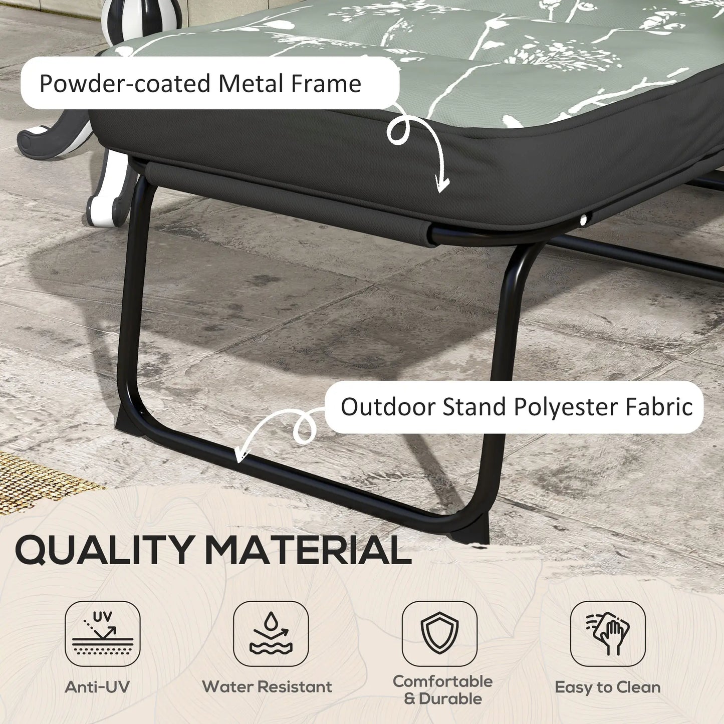 Outdoor Lounge Chair with Padded Cushion, Folding Reclining, Grey Lounger Chairs at Gallery Canada