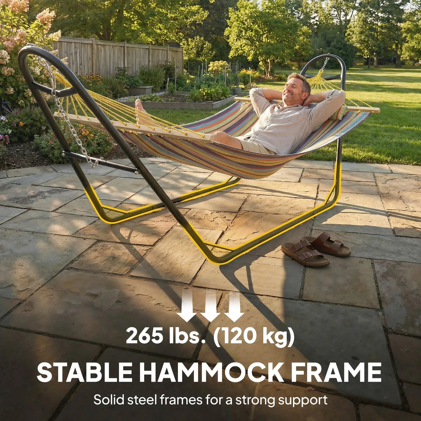 Heavy Duty Camping Hammock With Stand, Detachable Pillow, 264 lbs Capacity, Multicolor Hammocks with Stand at Gallery Canada