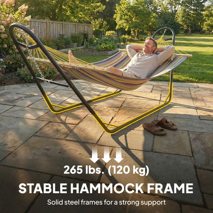 Heavy Duty Camping Hammock With Stand, Detachable Pillow, 264 lbs Capacity, Multicolor Hammocks with Stand at Gallery Canada
