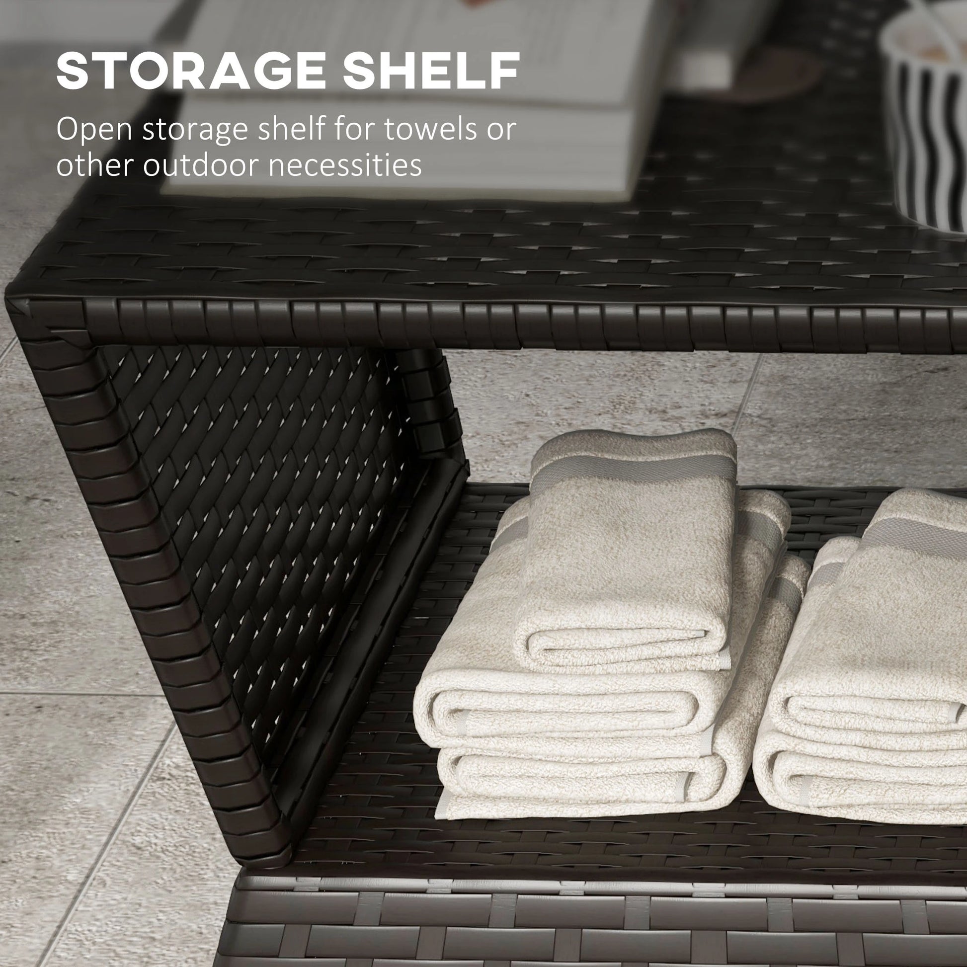 Outdoor Rattan Coffee Table, Garden Side Table w/ Umbrella Hole, Dark Coffee Patio Side Tables at Gallery Canada