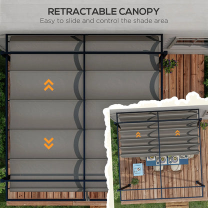 10' x 10' Retractable Pergola, Garden Gazebo, Dark Grey Pergolas at Gallery Canada