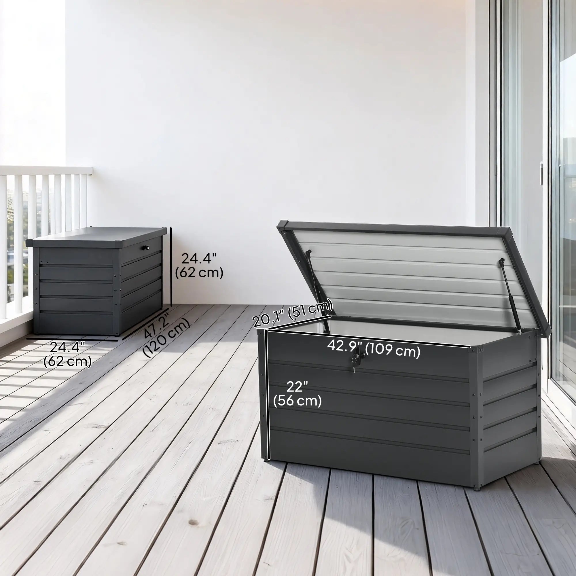 Large Deck Box, Outdoor Storage with Lock, Grey Patio Storage Boxes at Gallery Canada