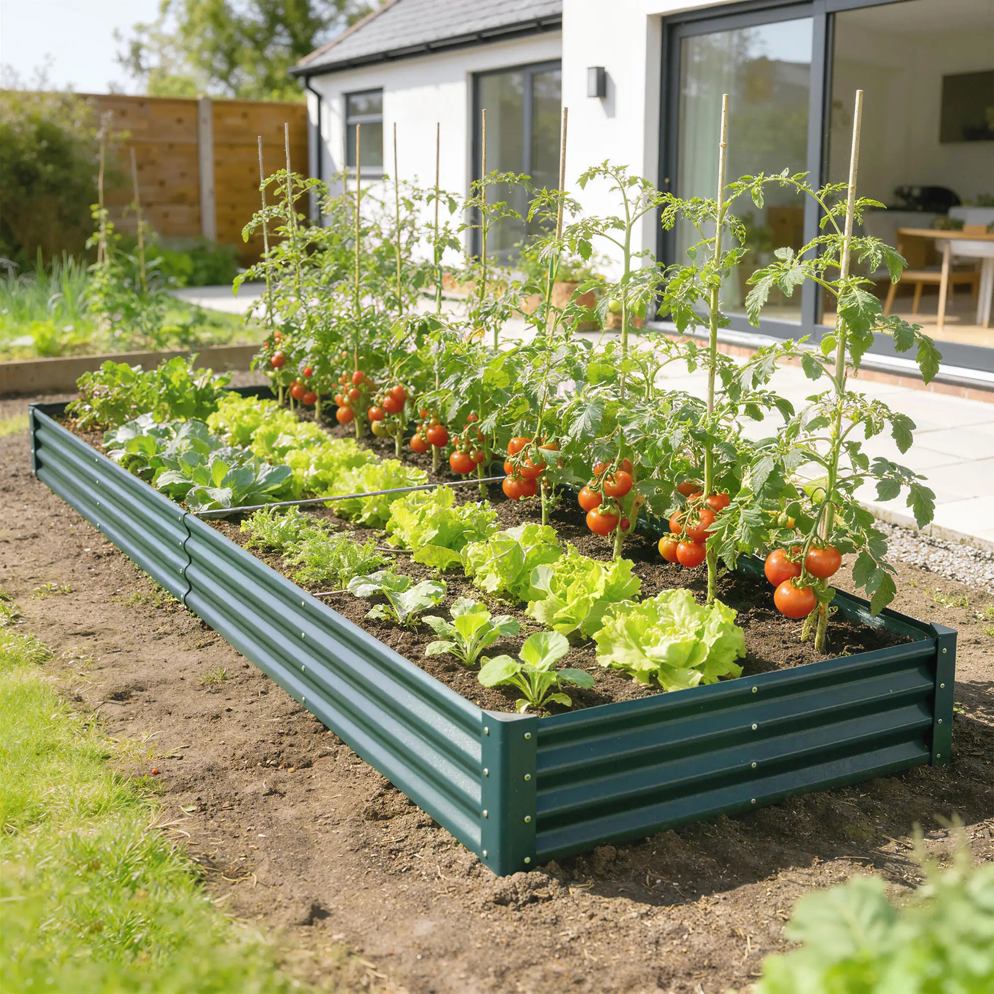 12 x 4 x 1ft Galvanized Raised Garden Bed, Reinforced Outdoor Planter Box, Green Galvanized Planter Boxes at Gallery Canada