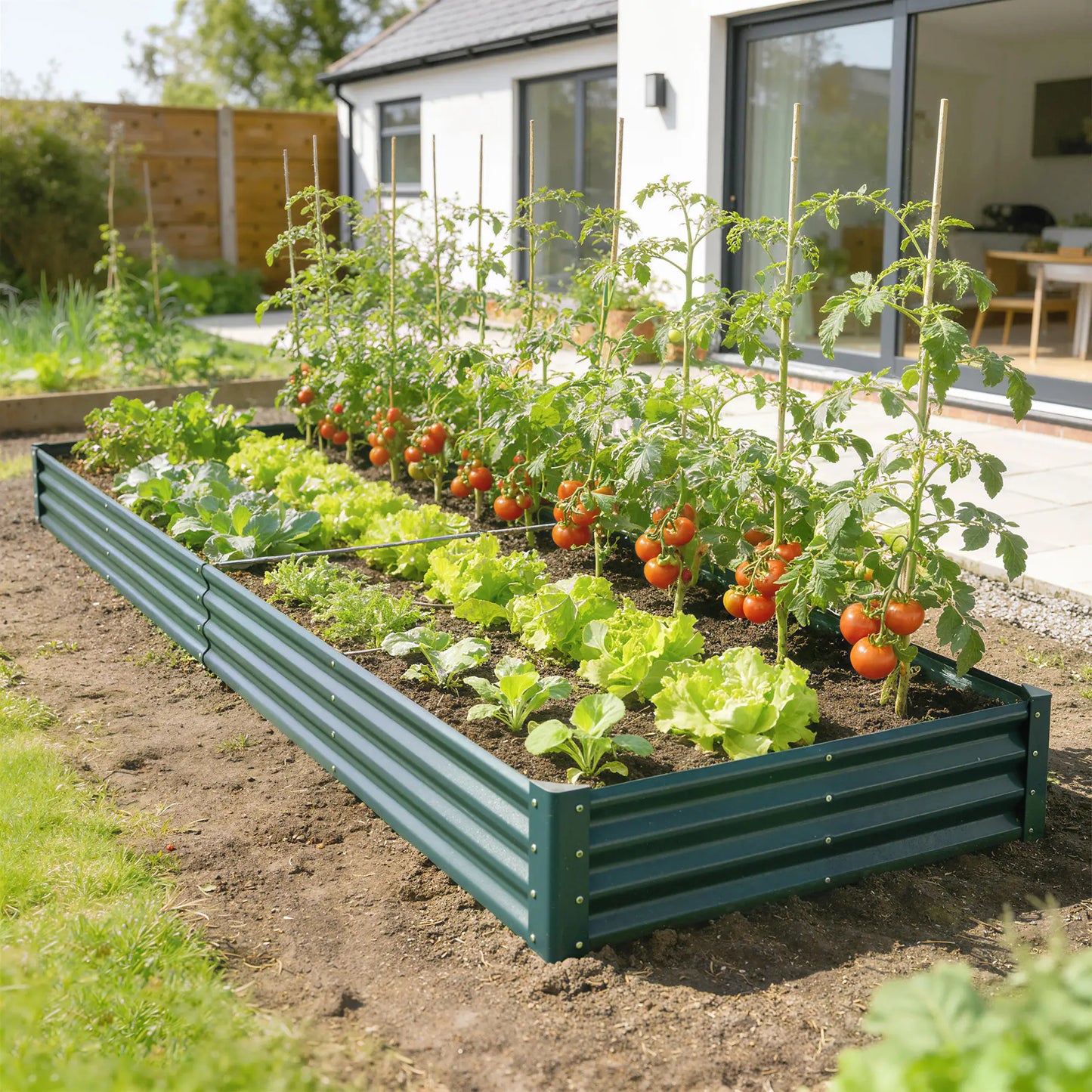 12 x 4 x 1ft Galvanized Raised Garden Bed, Reinforced Outdoor Planter Box, Green Galvanized Planter Boxes at Gallery Canada