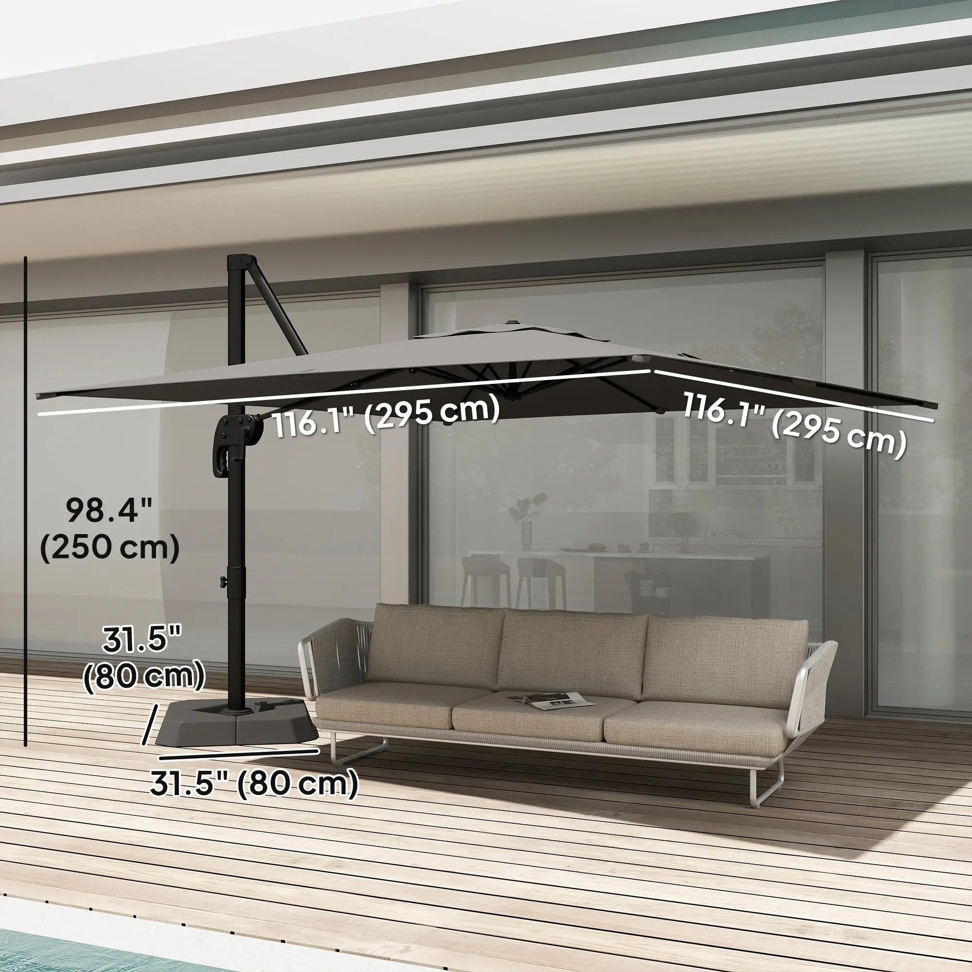 10 FT Outdoor Offset Cantilever Umbrella, Crank Handle, Tilt, 360° Rotation Offset Cantilever Umbrellas at Gallery Canada