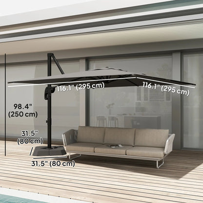 10 FT Outdoor Offset Cantilever Umbrella, Crank Handle, Tilt, 360° Rotation Offset Cantilever Umbrellas at Gallery Canada