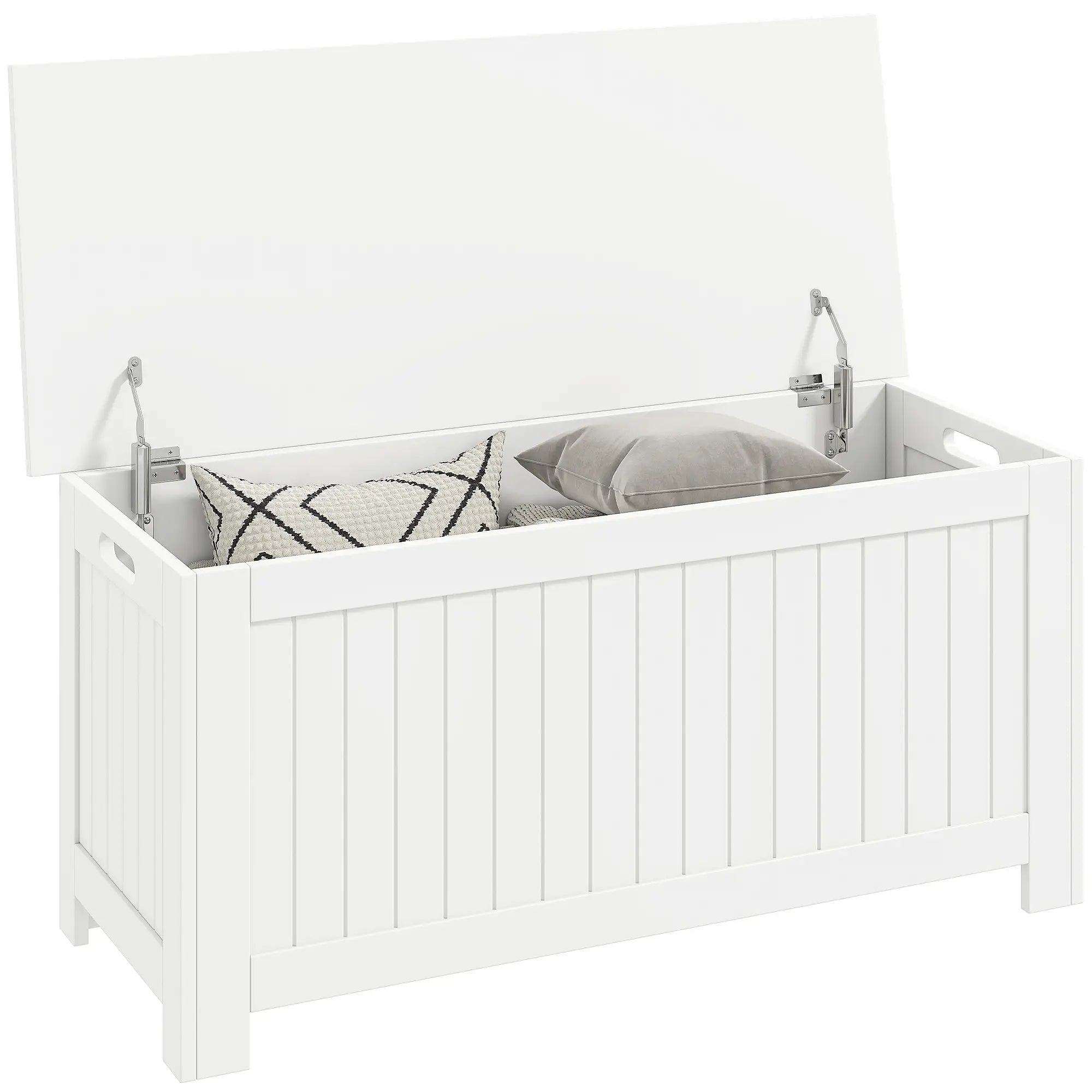 Large Storage Box Storage Trunk Cabinet Container with Lid and 2 Safety Hinges, White Storage Cabinets at Gallery Canada