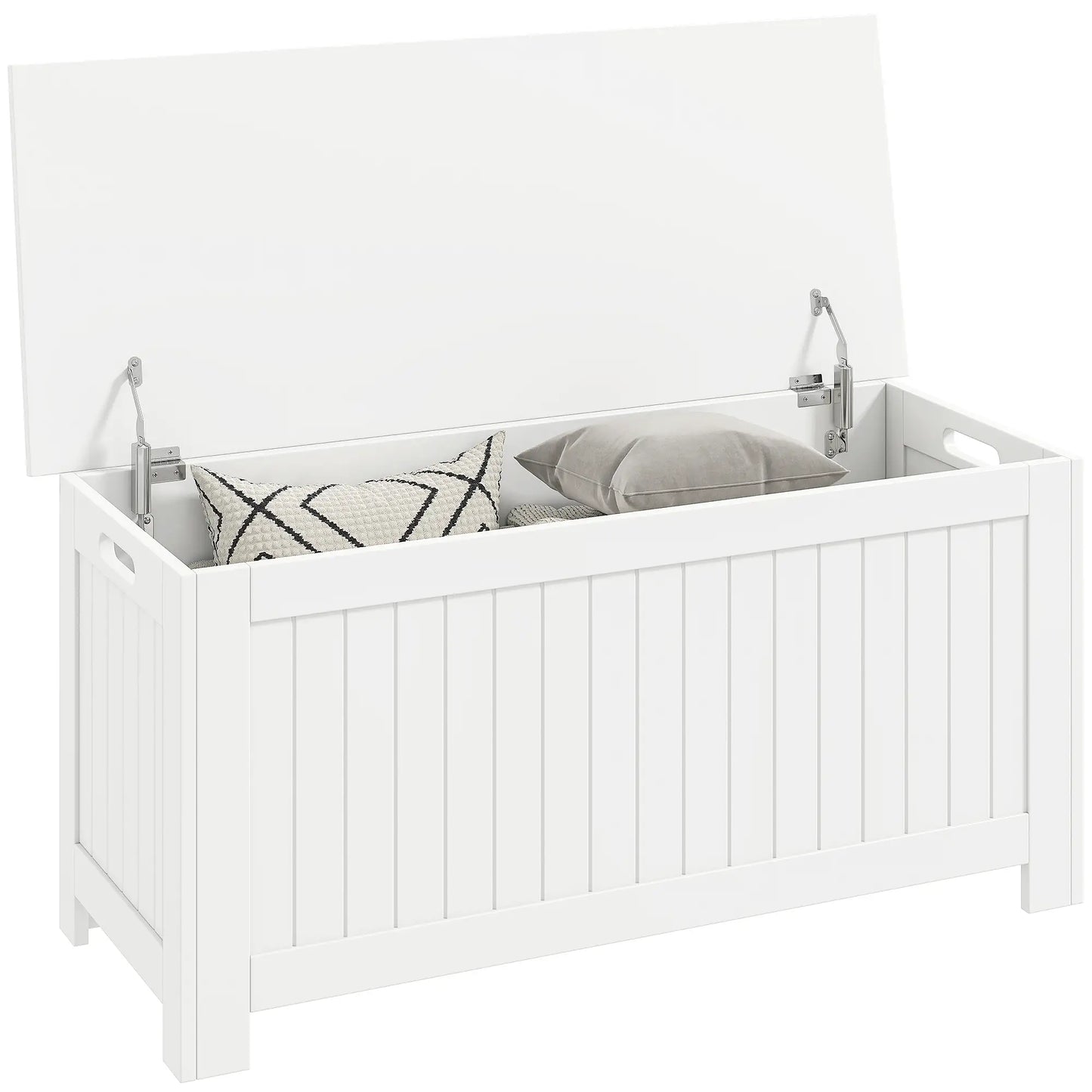 Large Storage Box Storage Trunk Cabinet Container with Lid and 2 Safety Hinges, White Storage Cabinets at Gallery Canada