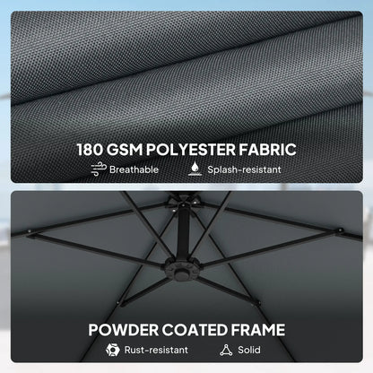 9.7 ft Offset Patio Umbrella, Water Sand Fillable Weights, Dark Grey Offset Cantilever Umbrellas at Gallery Canada