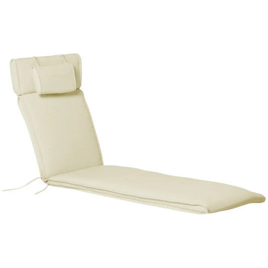 Lounger Chair Cushion, Thick Padded with Headrest, Cream White Patio Chair Cushions Cream at Gallery Canada