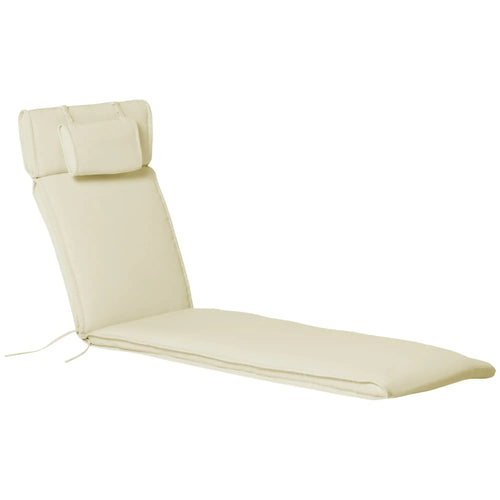 Lounger Chair Cushion, Thick Padded with Headrest, Cream White