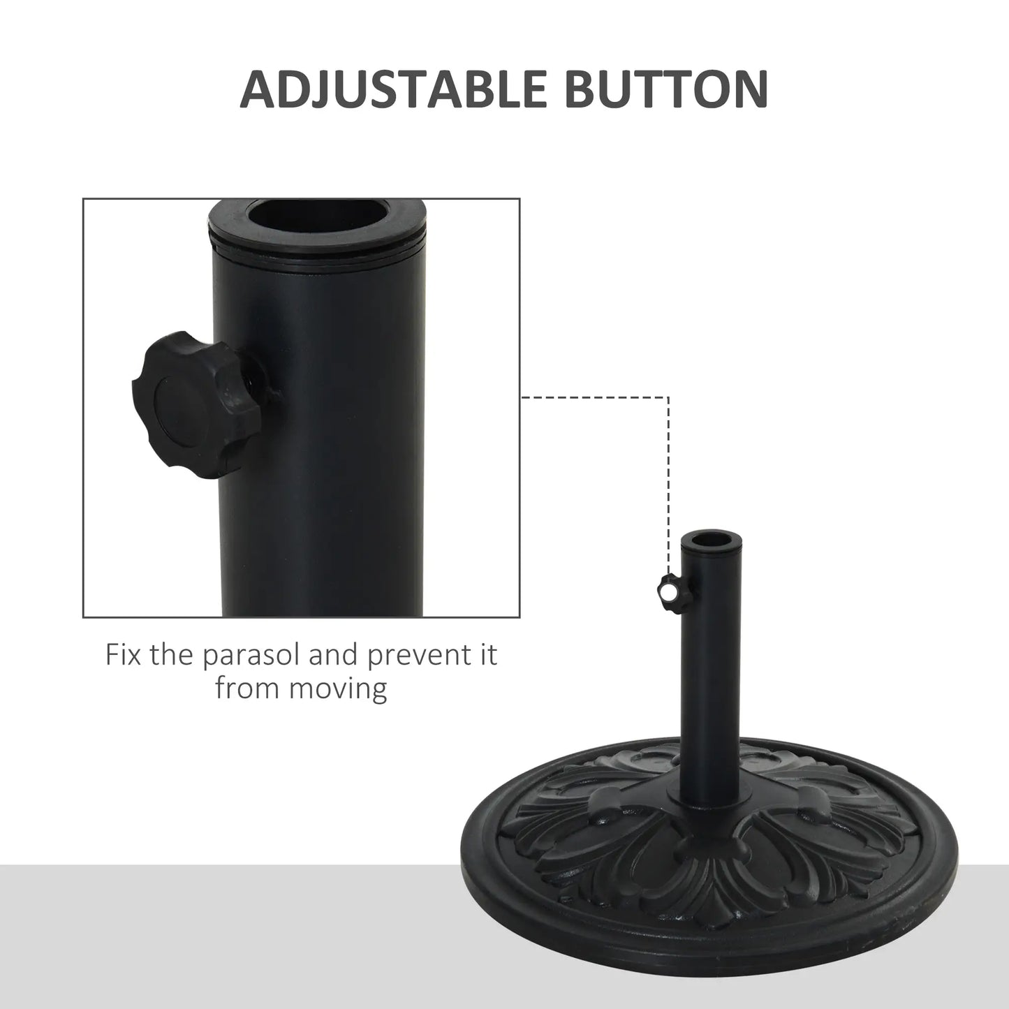 29lbs Heavy Duty Umbrella Base, 19" Round Parasol Stand, HDPE Cement, Black Umbrella Bases at Gallery Canada