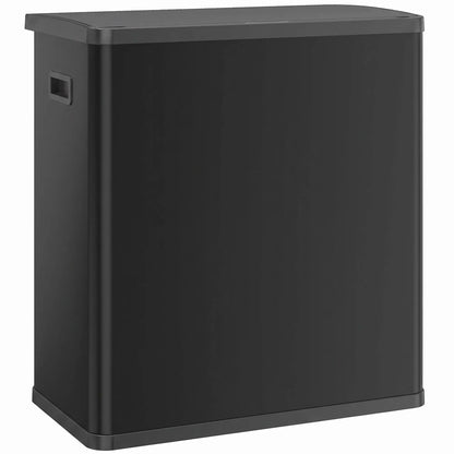 60L Touchless Trash Can, Dual Compartment, Stainless Steel, Black