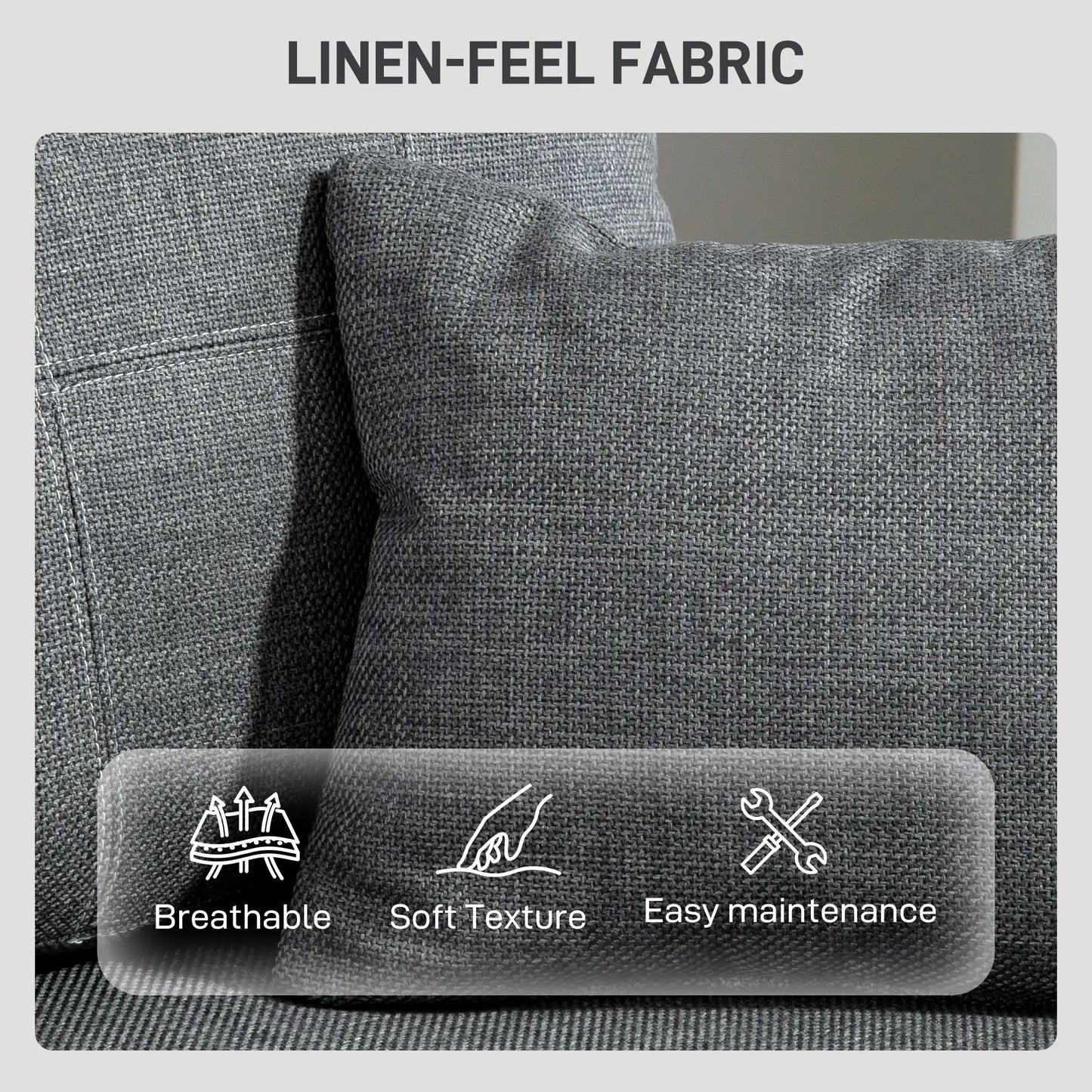 Modern Upholstered 3 Seater Sofa, Deep Seat, Dark Grey 3-Seater Sofas at Gallery Canada