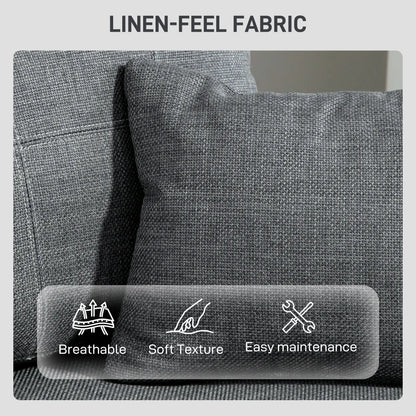 Modern Upholstered 3 Seater Sofa, Deep Seat, Dark Grey 3-Seater Sofas at Gallery Canada