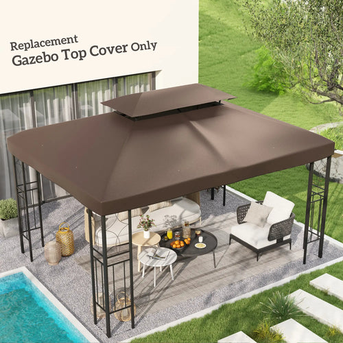 13' x 10' Gazebo Replacement Canopy, 2 Tier Roof, Brown