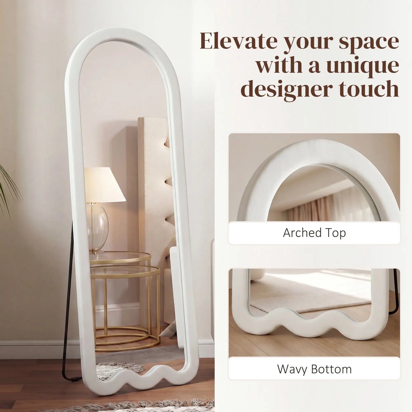 Full Length Mirror With Soft Padded Frame, White
