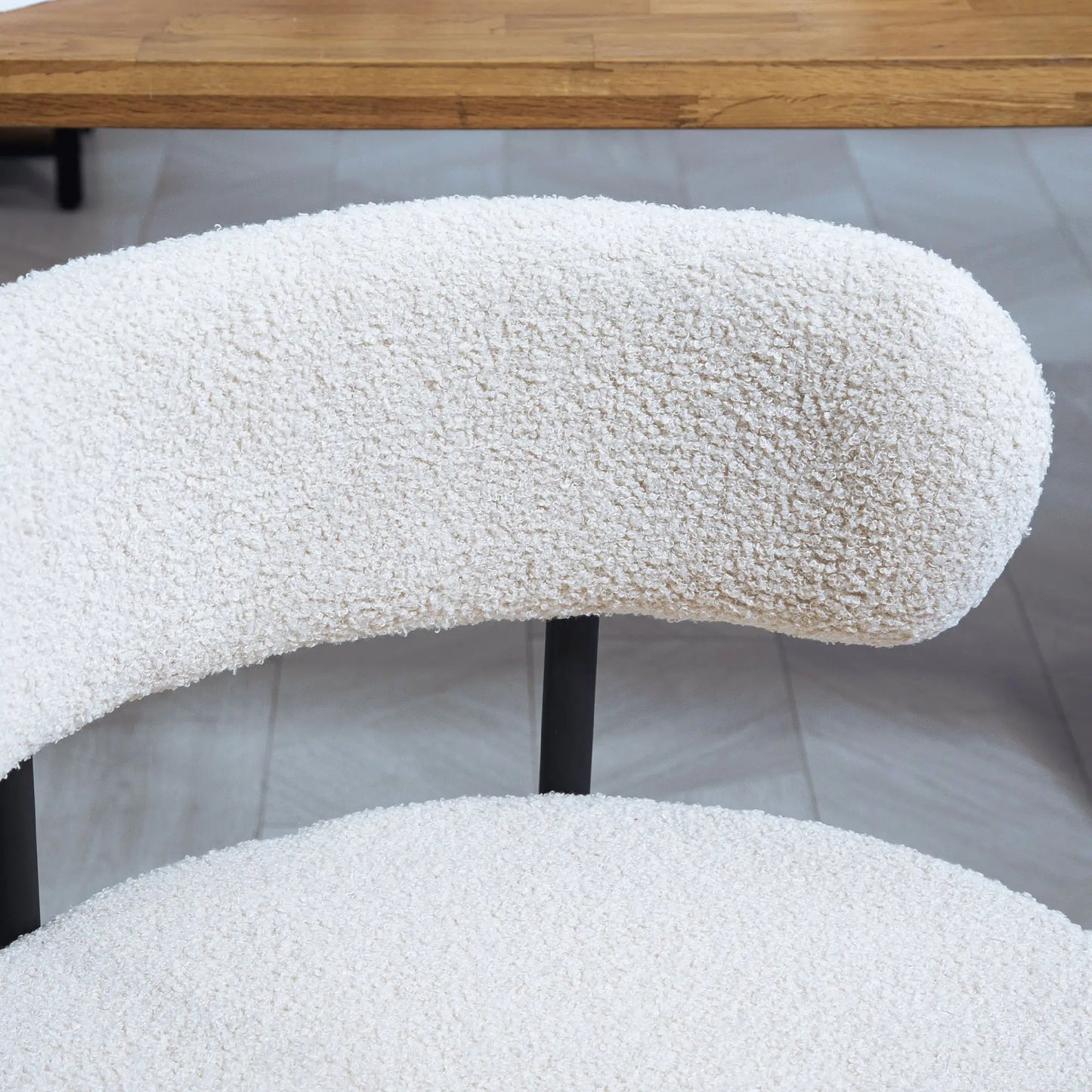 4 Kitchen Chairs, Modern Dining, Berber Fleece Upholstery, Steel Legs, Cream White Dining Chairs at Gallery Canada