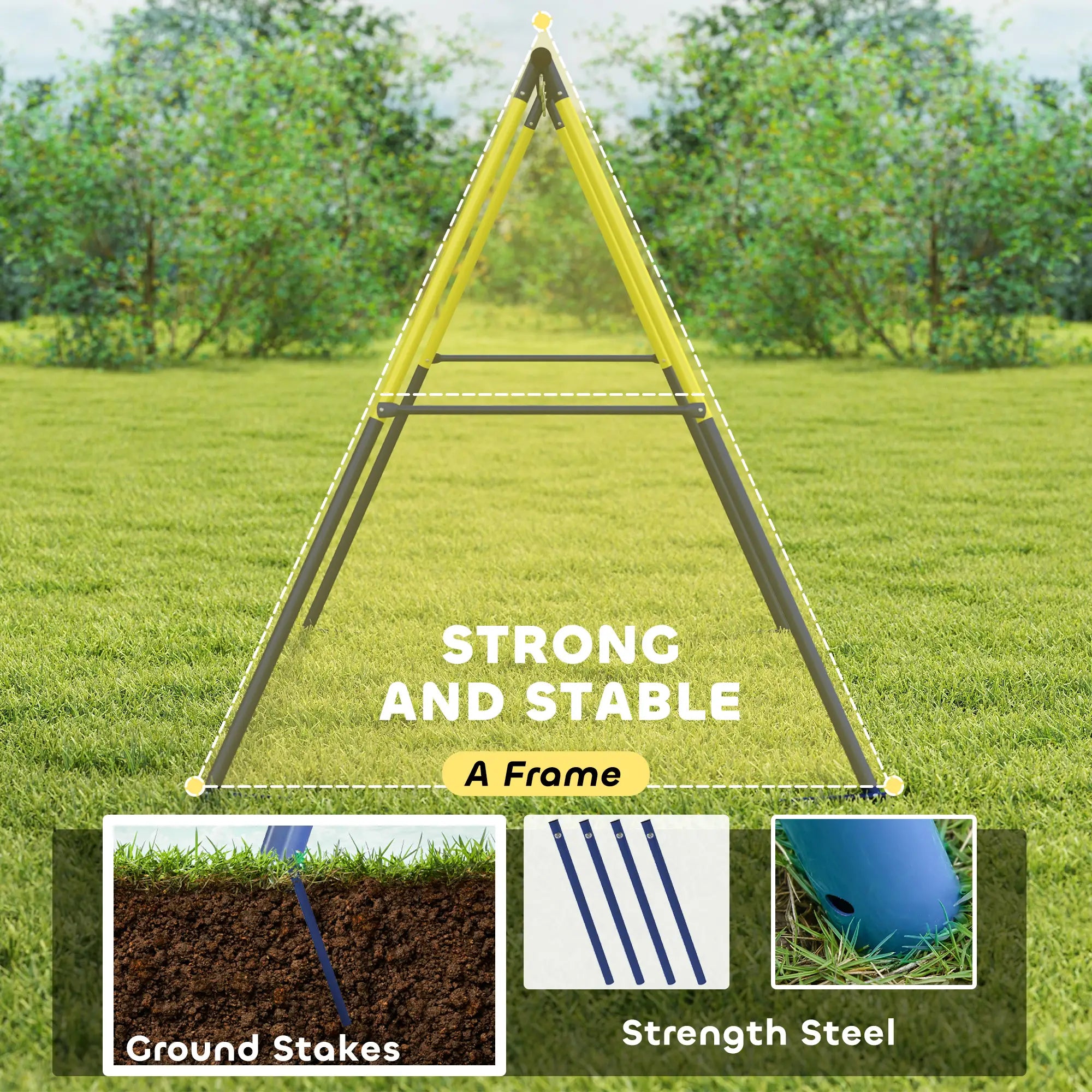 Kids Swing Set, Heavy Duty Metal, 2 Seat, Supports 150 kg, Indoor Outdoor, Blue Gym Sets & Swings at Gallery Canada