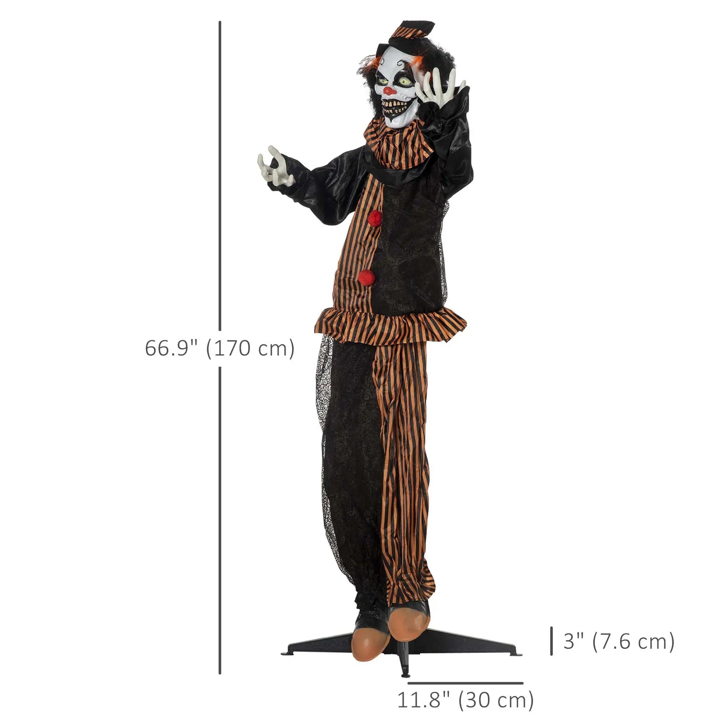 5.6' Life Size Clown Halloween Decoration, Animatronic with Light Up Eyes Halloween Decorations at Gallery Canada