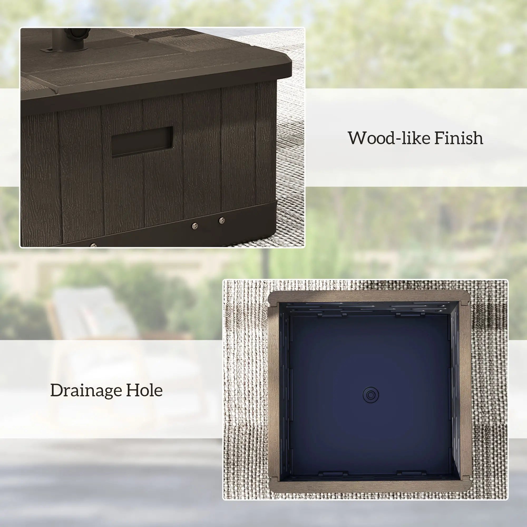 Outdoor Umbrella Base with Wheels, End Table, Flower Box, 176 lbs., Brown Umbrella Bases at Gallery Canada
